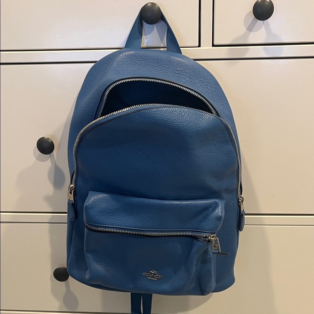 Coach Navy Leather Backpack